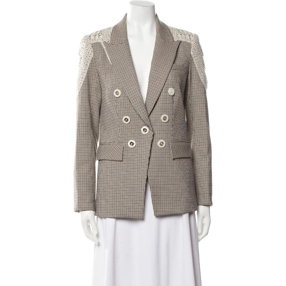 Veronica Beard Faithon Dickey Blazer in Camel Multi Crochet Trim Jacket 0 - Picture 6 of 9